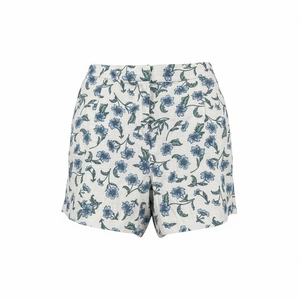 J.Crew Re-Imagined Blue Floral Linen Blend High Rise Shorts White Size 10
